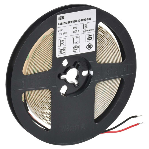 Лента светодиодная 5м LSR-2835NW120-12-IP20-24В IEK