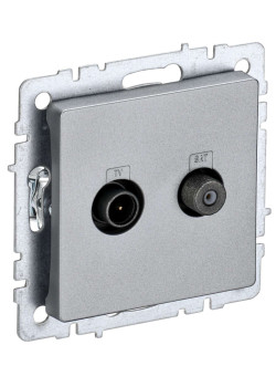 BRITE Розетка двойная TV+SAT РТВ/РСп12-БрА алюминий IEK