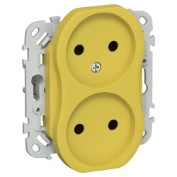 FLITE Розетка 2-местная без заземления без защитных шторок безвинтовое крепление 10А РС02-1-ФлЖК желтый карри IEK