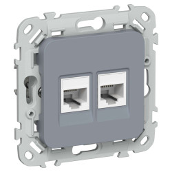 FLITE Розетка 2-местная RJ45/RJ11 категория 5Е/3 UTP РКТ5е/3-2-0-ФлМ маренго IEK