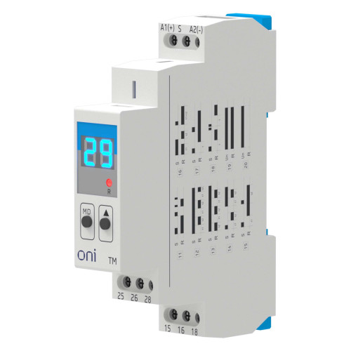 Реле времени многофункциональное TM с дисплеем 2 контакта 12-240В AC/DC ONI