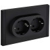 FORTE&PIANO Розетка 2-местная с заземлением с защитными шторками безвинтовое крепление 16А FP123M металл черный IEK