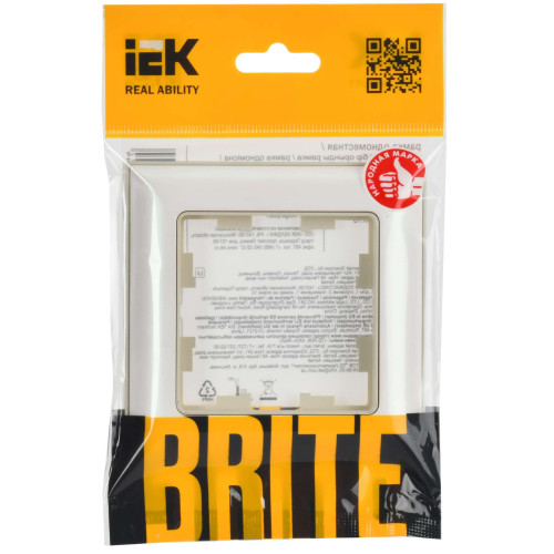 BRITE Рамка 1-местная РУ-1-Бр бежевый/жемчужный IEK