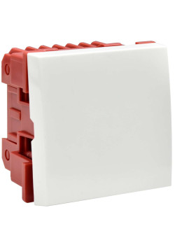 Выключатель проходной (переключатель) одноклавишный ВК4-21-00-П (на 2 модуля) ПРАЙМЕР белый IEK