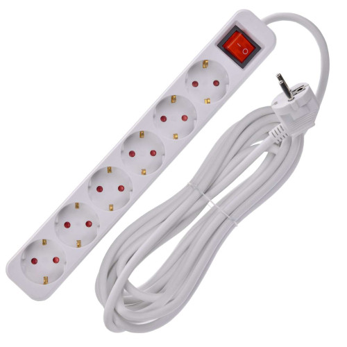 UMA Удлинитель У06К 6 мест 2P+PE 5м 3х1,5мм2 16А белый IEK