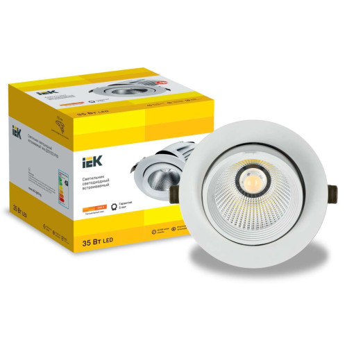LIGHTING PRO Светильник светодиодный коленчатый ДВО 1822 35Вт 3000К IP20 круг белый IEK