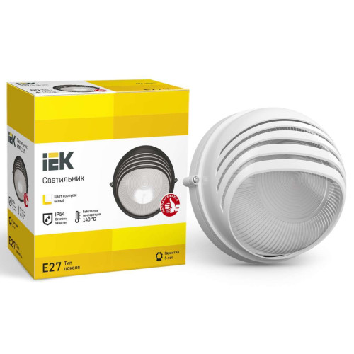 Светильник НПП1307 круг ресничка 60Вт IP54 белый IEK