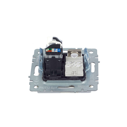 BRITE Розетка двойная RJ11+RJ45 кат.5E РК/Т12-БрА алюминий IEK