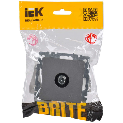BRITE Розетка TV проходная РТВ10-0-БрС сталь IEK