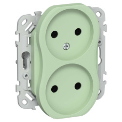 FLITE Розетка 2-местная без заземления без защитных шторок безвинтовое крепление 10А РС02-1-ФлФ фисташковый IEK