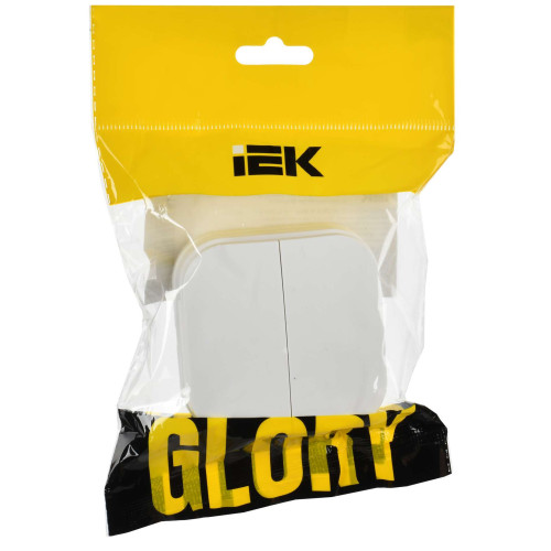 GLORY Выключатель 2-клавишный для открытой установки 10А ВС20-2-0-ХБм белый матовый IEK