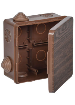 Коробка распаячная КМ для открытой проводки с откидной крышкой 100х100х50мм IP54 8 гермовводов дуб IEK