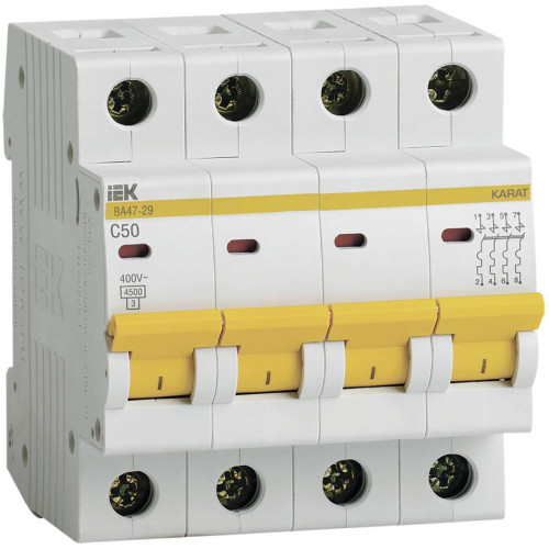 KARAT Автоматический выключатель ВА47-29 4P C 50А 4,5кА IEK