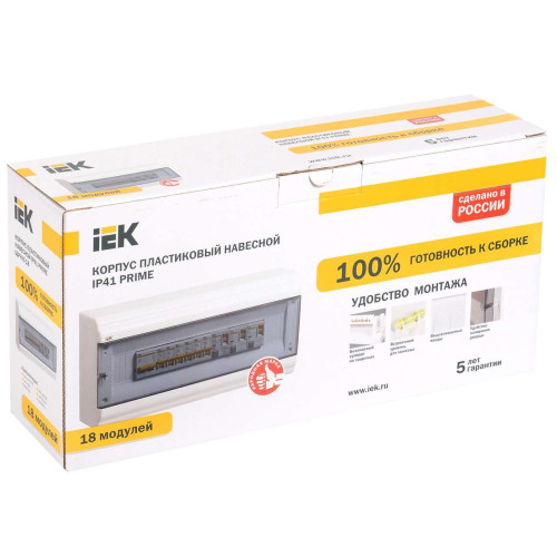PRIME Корпус пластиковый ЩРН-П-18 модулей навесной белый IP41 IEK