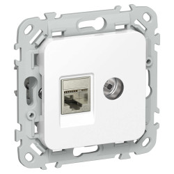 FLITE Розетка 2-местная RJ45/TV категория 6 STP РКТВ6-2-1-ФлБ белый IEK