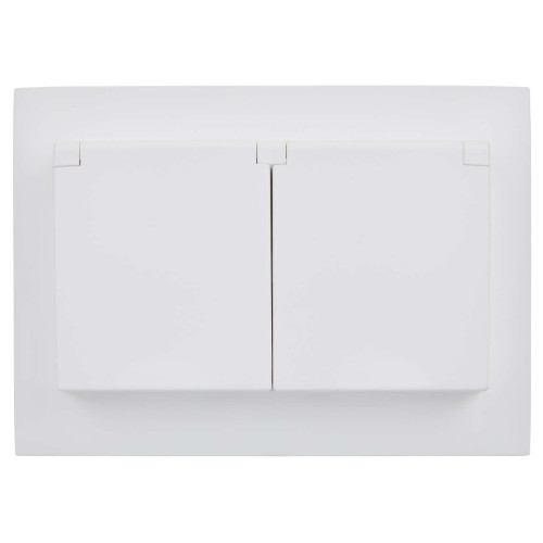 SKANDY Розетка 2-местная и крышкой 16А в сборе IP44 SK-R12W арктический белый IEK
