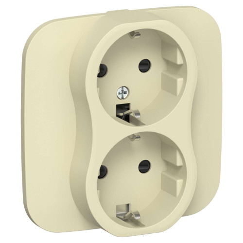 FLITE Розетка 2-местная с заземлением с защитными шторками безвинтовое крепление 16А РСш12-1-А-ФлН навахо IEK