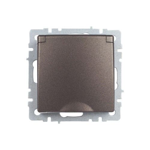 BRITE Розетка 1-местная с заземлением с защитными шторками и крышкой 16А IP44 РСбш10-3-44-БрТБ темная бронза IEK