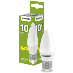 Лампа светодиодная C35 свеча 10Вт 230В 3000К E27 GENERICA