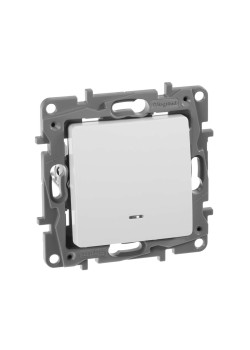 ETIKA Выключатель 1-клавишный с подсветкой/индикацией 10А безвинтовое крепление белый