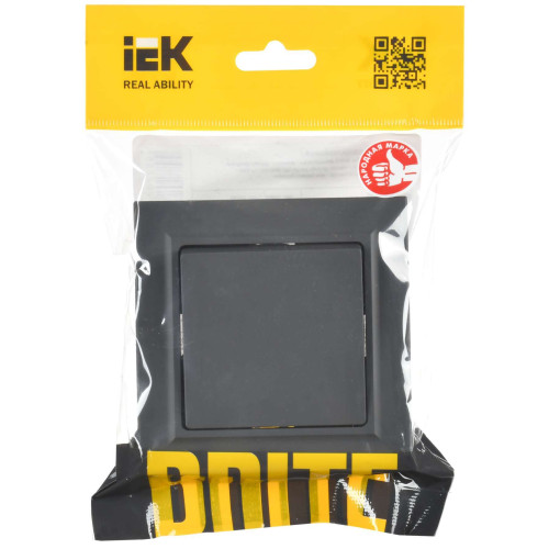 BRITE Выключатель 1-клавишный 10А в сборе ВСР10-1-0-БрГ графит IEK