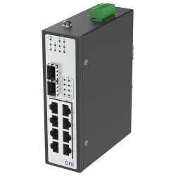 Коммутатор Ethernet промышленный неуправляемый ISU 2 SFP слота 100/1000BaseX 8 портов 10/100/1000BaseT разъем RJ45 с PoE 48В DC с резервированием ONI