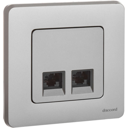 INSPIRIA Розетка компьютерная двойная RJ45 категория 6 UTP алюминий