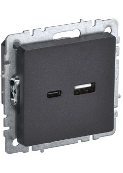 BRITE Розетка USB A+C 18Вт РЮ11-1-БрЧ черный IEK