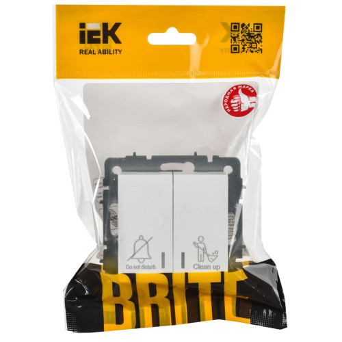 BRITE Выключатель 2-клавишный с индикацией для отелей 10А ВС10-2-9-БрАБ арктический белый IEK
