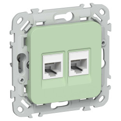 FLITE Розетка 2-местная RJ45/RJ11 категория 5Е/3 UTP РКТ5е/3-2-0-ФлФ фисташковый IEK