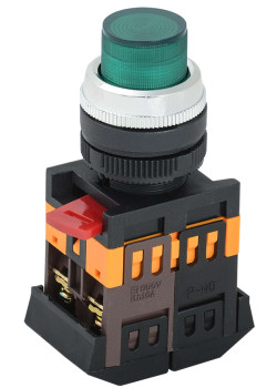 Кнопка ABLFP-22 зеленый d=22мм неон/240В 1з+1р IEK