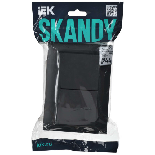 SKANDY Розетка 2-местная и крышкой 16А в сборе IP44 SK-R12Bl черный IEK