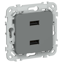 FLITE Розетка USB A+A 3,1А РЮ-2-ФлМА мокрый асфальт IEK