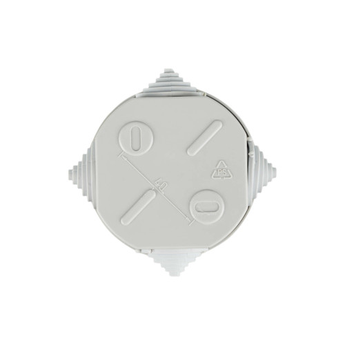 Коробка распаячная КМ41237 для открытой проводки безгалогенная (HF) D=75х40мм IP44 4 гермоввода серая IEK
