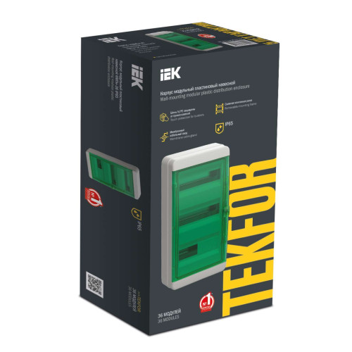 TEKFOR Корпус пластиковый КМПн-36 IP65 зеленая прозрачная дверь IEK