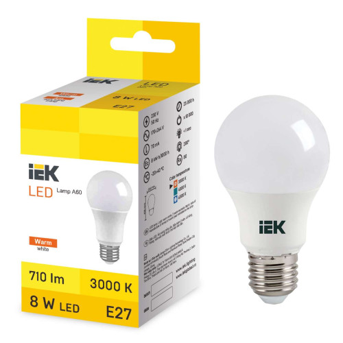 LED Bulb A60 8W 3000K E27 IEK