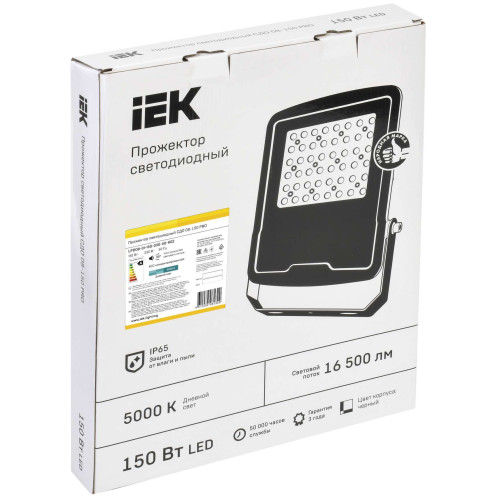 Прожектор светодиодный СДО 08-150 PRO 30град 5000К IP65 черный IEK