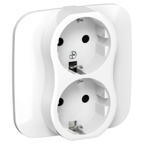 FLITE Розетка 2-местная с заземлением без защитных шторок безвинтовое крепление 16А РС12-1-А-ФлБ белый IEK