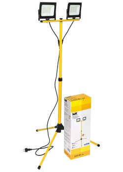 Прожектор светодиодный СДО 06-2x50Ш штатив 6500К IP65 черный IEK