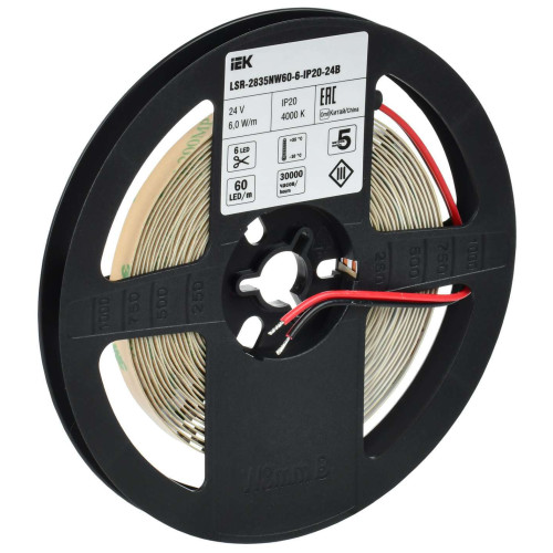 Лента светодиодная 5м LSR-2835NW60-6-IP20-24В IEK