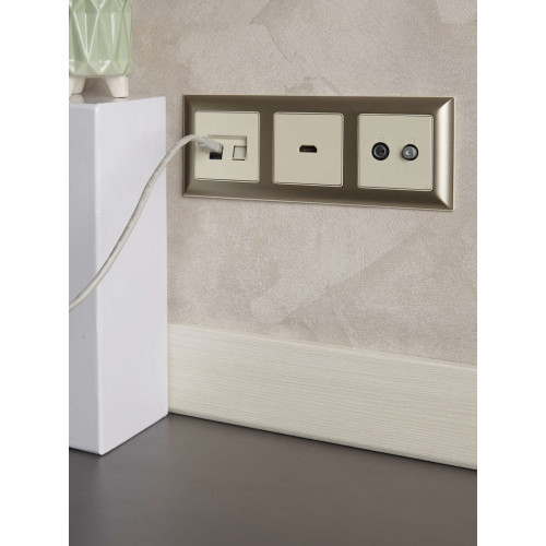 BRITE Розетка двойная RJ11+RJ45 кат.5E РК/Т12-БрКр бежевый IEK