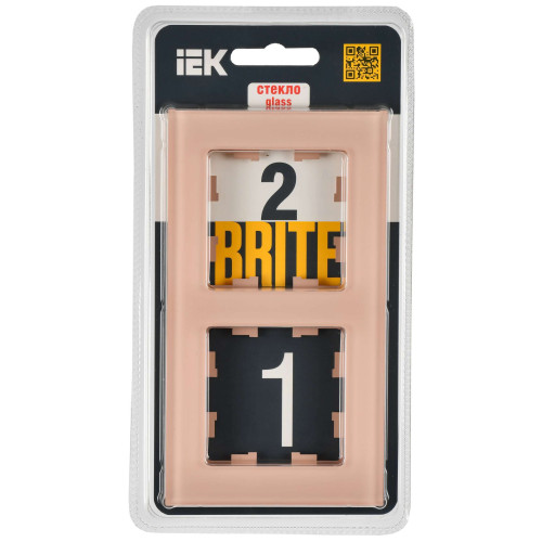 BRITE Рамка 2-местная РУ-2-2-БрП стекло персиковый матовый IEK