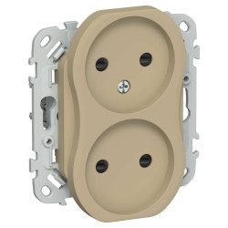 FLITE Розетка 2-местная без заземления с защитными шторками безвинтовое крепление 10А РСш02-1-ФлХ хаки IEK