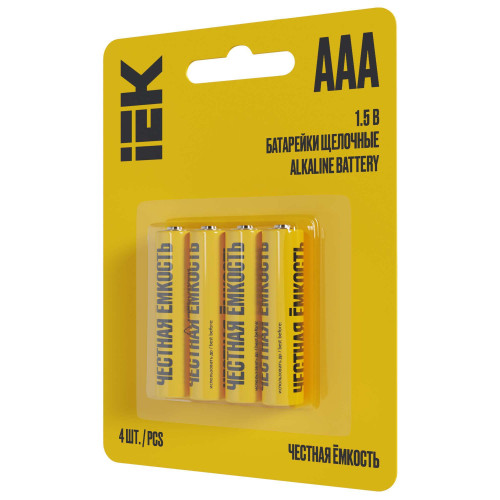 Батарейка щелочная Alkaline LR03/AAA (4шт/блистер) IEK