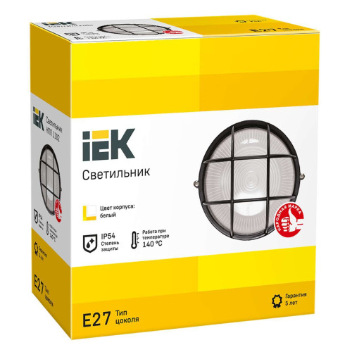 Светильник НПП1102 круг с решеткой 100Вт IP54 черный IEK