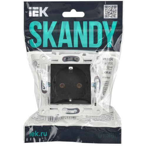 SKANDY Розетка с заземлением без защитных шторок 16А SK-R05Bl черный IEK