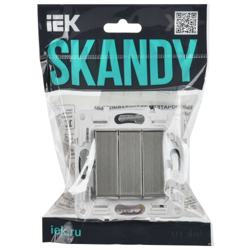 SKANDY Выключатель 3-клавишный 10А SK-V11N металл никель IEK