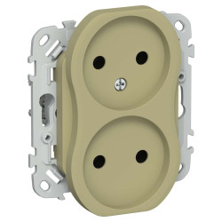 FLITE Розетка 2-местная без заземления без защитных шторок 10А РС02-0-ФлО оливковый IEK