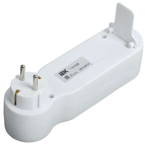 Тройник Т-01/03В 3 места с заземлением 16А с выключателем белый IEK