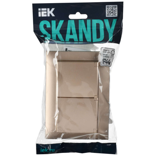 SKANDY Розетка 2-местная и крышкой 16А в сборе IP44 SK-R12Sa песочный IEK
